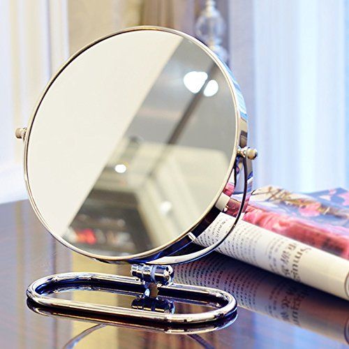  HTDZDX Cosmetic Mirror - Desktop Folding Double-Sided Makeup Mirror,360 Degree Rotate/ 3X Magnifying HD Vanity Mirror,for Cosmetic Skin Care Shaving (Size : 8 inches)