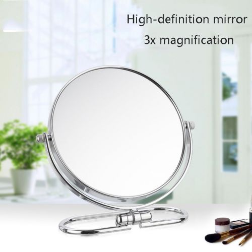  HTDZDX Cosmetic Mirror - Desktop Folding Double-Sided Makeup Mirror,360 Degree Rotate/ 3X Magnifying HD Vanity Mirror,for Cosmetic Skin Care Shaving (Size : 8 inches)