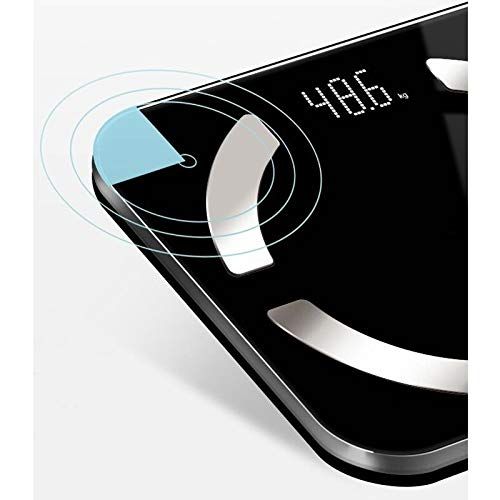  HTDZDX Electronic Scale Intelligent Body Fat Called Household Small Adult Precision Electronic Scales Cute Small Weight Scale USB Charging (Color : Black)