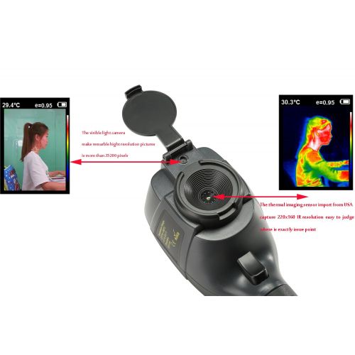  HTI@XT Instrument 220 x 160 IR Resolution Infrared Thermal Imager, Handheld 35200 Pixels Thermal Imaging Camera,Infrared Thermometer with 3.2 Color Display Screen
