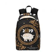 HTJZH Happy New Year Twelve Chinese Zodiac Pig Casual Daypack Travel Bag College School Backpack for Mens and Women