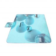 HTJZH Glass Balls On The Grass at Sunset Picnic Mat 57（144cm） x59（150cm） Picnic Blanket Beach Mat with Waterproof for Kids Picnic Beaches and Outdoor Folded Bag