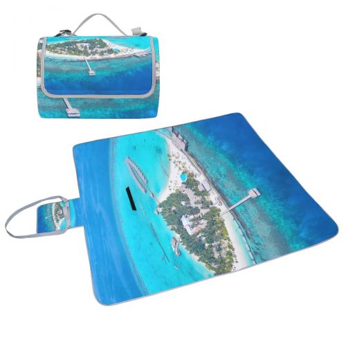  HTJZH Amazing Panorama of Sunset Picnic Mat 57（144cm） x59（150cm） Picnic Blanket Beach Mat with Waterproof for Kids Picnic Beaches and Outdoor Folded Bag