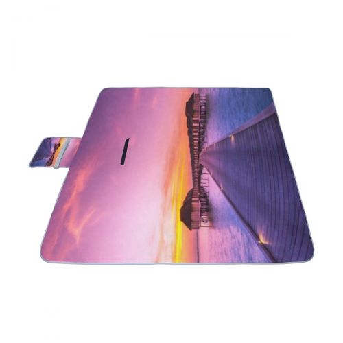  HTJZH Amazing Panorama of Sunset Picnic Mat 57（144cm） x59（150cm） Picnic Blanket Beach Mat with Waterproof for Kids Picnic Beaches and Outdoor Folded Bag