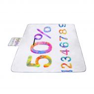HTJZH Cartoon Colorful Numbers Set Picnic Mat 57（144cm） x59（150cm） Picnic Blanket Beach Mat with Waterproof for Kids Picnic Beaches and Outdoor Folded Bag
