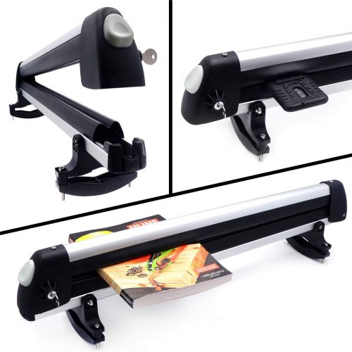  [아마존베스트]HTTMT KAYAK- 32 Inches Rooftop SnowRack Plus Ski Rack Compatible with Cars Fits 6 Pairs Skis or Fits 4 Snowboard