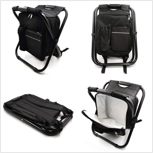  HTTMT - Folding Stool Insulated Cooler Bag Backpack Chair Beach Fishing Camping Hiking [Item Number: ET-Seat001]