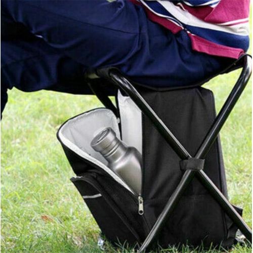  HTTMT - Folding Stool Insulated Cooler Bag Backpack Chair Beach Fishing Camping Hiking [Item Number: ET-Seat001]