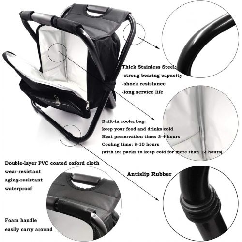  HTTMT - Folding Stool Insulated Cooler Bag Backpack Chair Beach Fishing Camping Hiking [Item Number: ET-Seat001]