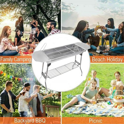  HTTMT Refined Stable Version-2.0 Iron Portable Folding Barbecue Charcoal Grill Stove Shish Kebab Stainless Steel BBQ Patio Camping Fold Large [P/N: ET-COOK003]
