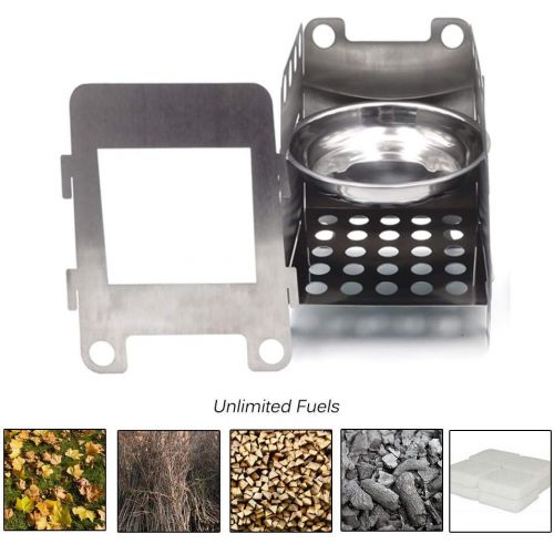  HTTMT ET Cook002 M Portable Camping Wood Stove Backpacking Folding Lightweight Pocket Stove