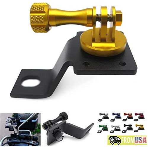  HTTMT- Motorcycle Rearview Mirror Camera Mount Bracket Holder Compatible With GoPro Hero 7/6/5/4 In Gold 8 Colors Available [P/N: GZSP-SP-015]