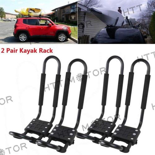  HTTMT Kayak-1(2P)- 2 Pairs Kayak Carrier Boat Ski Surf Snowboard Roof Mount Car Cross J-Bar Rack