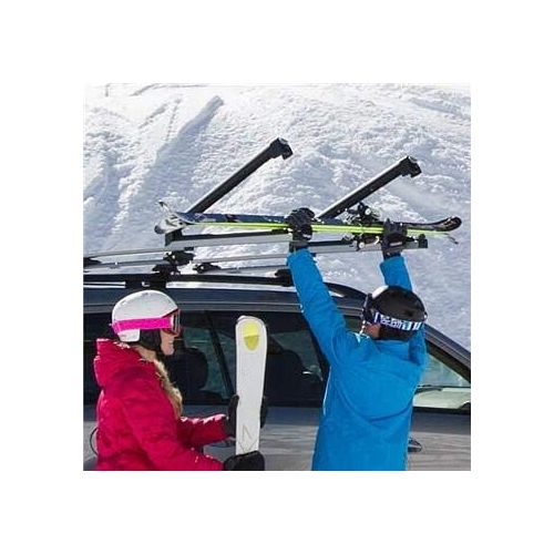  HTTMT Kayak- 32 Inches Rooftop SnowRack Plus Ski Rack Compatible with Cars Fits 6 Pairs Skis or Fits 4 Snowboard [P/N: US-Kayak-SKI-BK]
