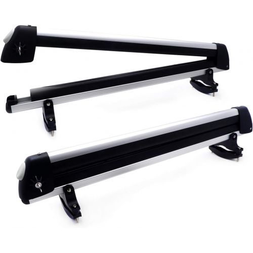  HTTMT KAYAK- Universal Ski Snowboard Roof Rack Carriers Compatible with 6 Pair Skis or 4 Snowboards [P/N: US-KAYAK-SKI-BK]