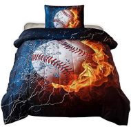 [아마존베스트]HTgroce 3D Sports Baseball Bedspreads for Boys, Kids and Teens Twin Size (68x86), 2 Pieces (1 Pillowcase, 1 Quilt)