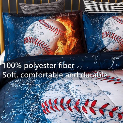  [아마존베스트]HTgroce 3D Sports Baseball Bedspreads for Boys, Kids and Teens Twin Size (68x86), 2 Pieces (1 Pillowcase, 1 Quilt)