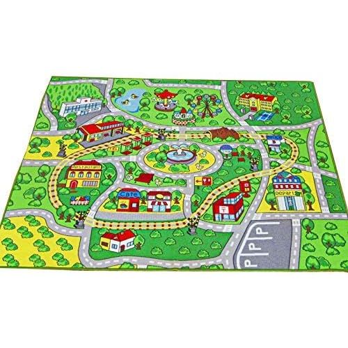  HUAHOO Large Kid Play Rug for Toy Cars,Safe and Fun Children Learning Carpet with Non-Slip Backing Kid Play mat for Playroom,Bedroom and Nursery (39 x 51)