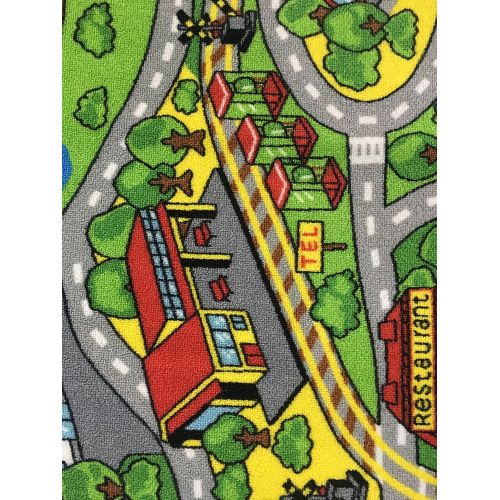  HUAHOO Large Kid Play Rug for Toy Cars,Safe and Fun Children Learning Carpet with Non-Slip Backing Kid Play mat for Playroom,Bedroom and Nursery (39 x 51)