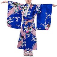 HUALIL Girls Kimono Costume Japanese Asian Top Dress Robe Sash Belt Set Outfit