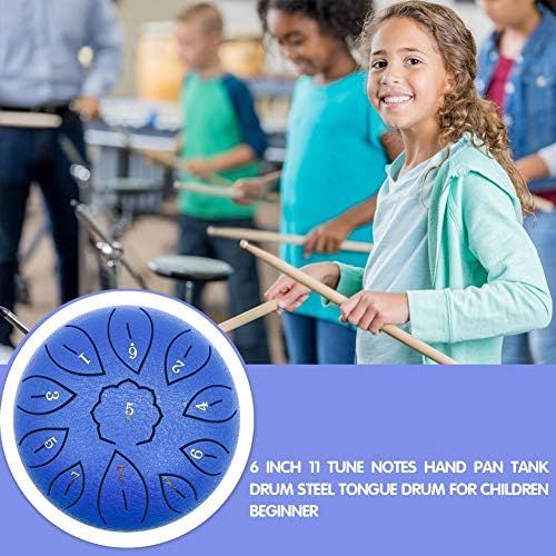  [아마존베스트]HUANGHUANG Steel Tongue Drum Portable Hand Drum 6 Inch Percussion Instrument 11 Notes Tongue Drum Handpan Drum with Drum Beaters Carry Bag for Meditation Yoga Music Therapy Camping