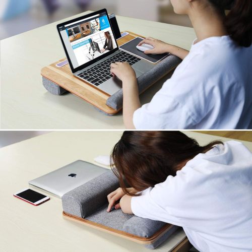  [아마존 핫딜]  [아마존핫딜]HUANUO Lap Desk - Fits up to 17 inches Laptop Desk, Built in Mouse Pad & Wrist Pad for Notebook, MacBook, Tablet, Laptop Stand with Tablet, Pen & Phone Holder (Wood Grain)