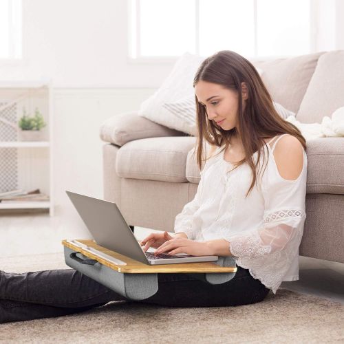  [아마존 핫딜]  [아마존핫딜]HUANUO Lap Desk - Fits up to 17 inches Laptop Desk, Built in Mouse Pad & Wrist Pad for Notebook, MacBook, Tablet, Laptop Stand with Tablet, Pen & Phone Holder (Wood Grain)