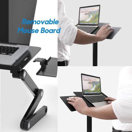  [아마존 핫딜] [아마존핫딜]Adjustable Laptop Stand for Bed & Sofa,Portable Laptop Table Stand with 2 CPU Cooling Fans,Removable Mouse Board,Ergonomic Lap Desk TV Bed Tray Standing Desk by HUANUO