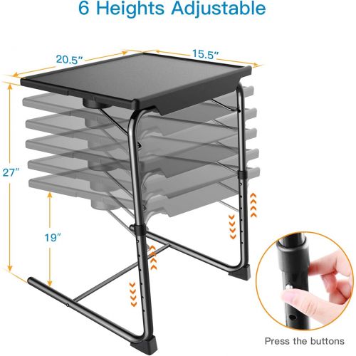  [아마존 핫딜] [아마존핫딜]Adjustable TV Tray Table - TV Dinner Tray on Bed & Sofa, Comfortable Folding Table with 6 Height & 3 Tilt Angle Adjustments by HUANUO