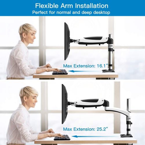  [아마존 핫딜] [아마존핫딜]HUANUO Dual Monitor Mount, Full Motion Monitor Arm Stand, Height Adjustable Computer Monitor Riser with Gas Spring, C Clamp, Cable Management for Two 15 to 27 Inch LCD Screens