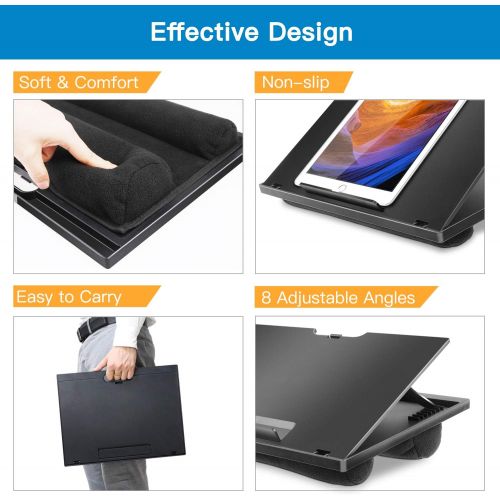  [아마존핫딜][아마존 핫딜] Adjustable Lap Desk - with 8 Adjustable Angles & Dual Cushions Laptop Stand for Car Laptop Desk, Work Table, Lap Writing Board & Drawing Desk on Sofa or Bed by HUANUO