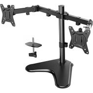 [아마존베스트]Dual Monitor Stand, Free Standing Height Adjustable Two Arm Monitor Mount for Two 13 to 32 inch LCD Screens with Swivel and Tilt, 17.6lbs per Arm by HUANUO