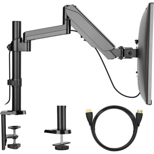  [아마존베스트]HUANUO Monitor Mount Stand - Adjustable Single Arm Desk Vesa Mount with Clamp, Grommet Base, HDMI Cable for LCD LED Screens Up to 32 Inch, Gas Spring Articulating Full Motion Arm Holds Up