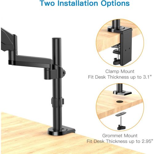  [아마존베스트]HUANUO Monitor Mount Stand - Adjustable Single Arm Desk Vesa Mount with Clamp, Grommet Base, HDMI Cable for LCD LED Screens Up to 32 Inch, Gas Spring Articulating Full Motion Arm Holds Up