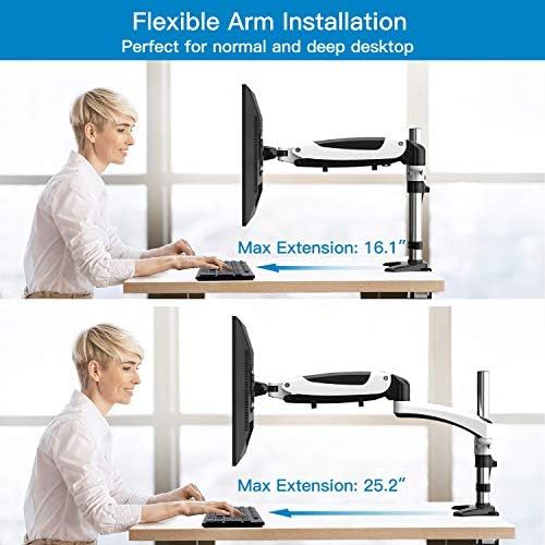  [아마존베스트]HUANUO Dual Monitor Mount, Full Motion Monitor Arm Stand, Height Adjustable Computer Monitor Riser with Gas Spring, C Clamp, Cable Management for Two 15 to 27 Inch LCD Screens