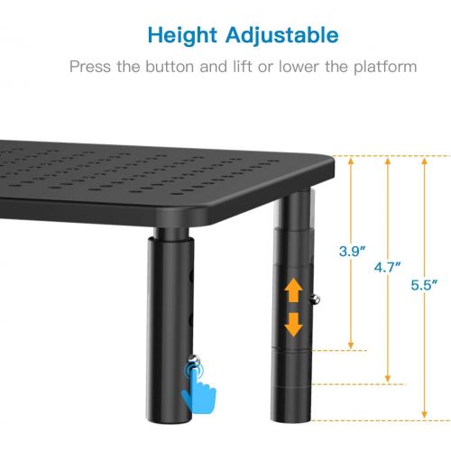  [아마존베스트]HUANUO Monitor Stand Riser - 3 Height Adjustable Monitor Stand for Laptop, Computer, iMac, PC, Printer, Desktop Ergonomic Metal Monitor Riser Stand with Mesh Platform for Airflow by HUANU