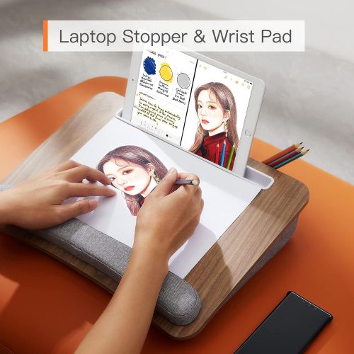  [아마존베스트]HUANUO Lap Laptop Desk - Portable Lap Desk with Pillow Cushion, Fits up to 15.6 inch Laptop, with Anti-Slip Strip & Storage Function for Home Office Students Use as Computer Laptop