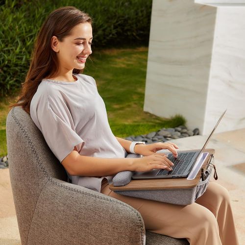  [아마존베스트]HUANUO Lap Laptop Desk - Portable Lap Desk with Pillow Cushion, Fits up to 15.6 inch Laptop, with Anti-Slip Strip & Storage Function for Home Office Students Use as Computer Laptop