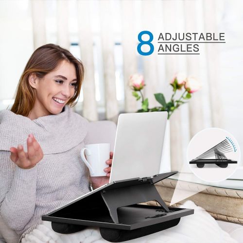  [아마존베스트]Adjustable Lap Desk - with 8 Adjustable Angles & Dual Cushions Laptop Stand for Car Laptop Desk, Work Table, Lap Writing Board & Drawing Desk on Sofa or Bed by HUANUO
