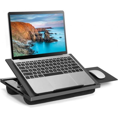  [아마존베스트]HUANUO Adjustable Lap Desk - with 6 Adjustable Angles, Detachable Mouse Pad, & Dual Cushions Laptop Stand for Car Laptop Desk, Work Table, Lap Writing Board & Drawing Desk on Sofa or Bed