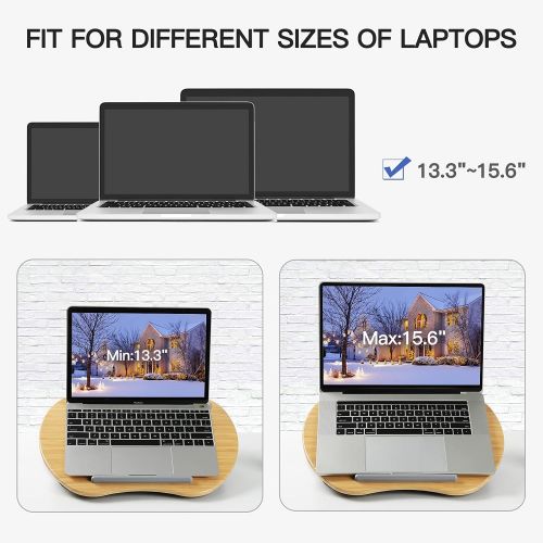  [아마존베스트]HUANUO Lap Desk - Fits up to 14 inch Slim Laptop, Laptop Stand with Pillow Cushion & Bamboo Grain Platform on Bed & Sofa, with Cable Hole & Anti-Slip Strip