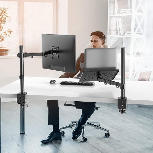  [아마존베스트]HUANUO Laptop/Notebook Desk Mount Stand - Height Adjustable Single Arm Mount with C Clamp, VESA 75X75 and 100X100 for Monitor 15-32 inch