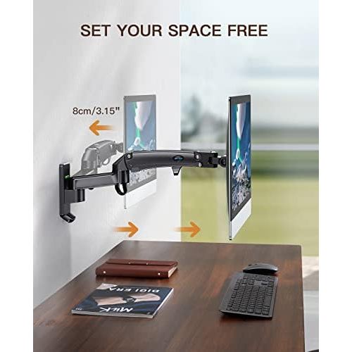  [아마존베스트]HUANUO 24-35 Inch LED LCD Monitor Wall Mount TV Wall Mount with Fully Movable Gas Spring Arm VESA 70/100/200 mm Load Capacity 3-12 kg