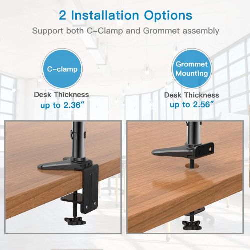  HUANUO Dual Arm Monitor Stand - Height Adjustable Gas Spring Desk VESA Mount for Two 15 to 27 Inch Computer Screen with 2 in 1 Mounting Base