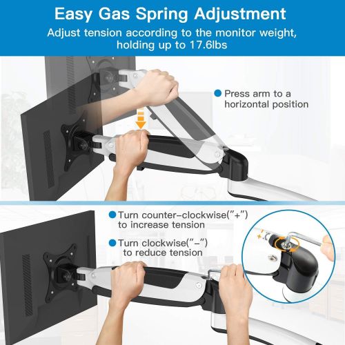  HUANUO Dual Arm Monitor Stand - Height Adjustable Gas Spring Desk VESA Mount for Two 15 to 27 Inch Computer Screen with 2 in 1 Mounting Base