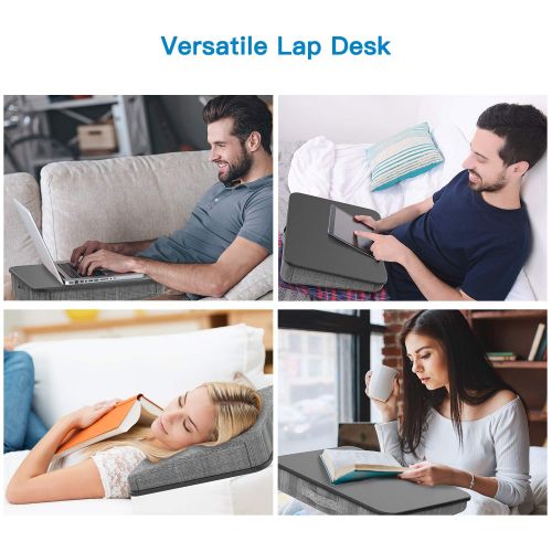  HUANUO Lap Desk - Portable Laptop Stand with Pillow Cushion, Use as Computer Riser, Book Stand, Snack Tray on Bed or Sofa, Tablet Stand with Anti-Slip Strip for Home Office Students Trave