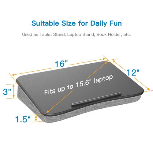  HUANUO Lap Desk - Portable Laptop Stand with Pillow Cushion, Use as Computer Riser, Book Stand, Snack Tray on Bed or Sofa, Tablet Stand with Anti-Slip Strip for Home Office Students Trave