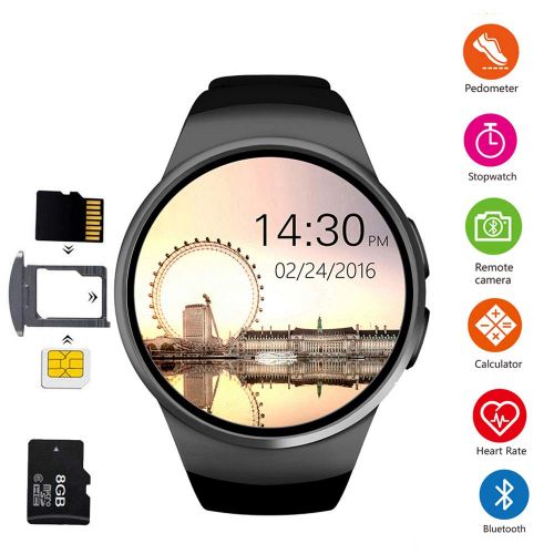  HUAWO Bluetooth Smart Phone Watch 1.3 Inch Touch Screen Smartwatch Wristwatch Support SIM Card and 64G TF Card with Pedometer & Camera for Android Smartphones