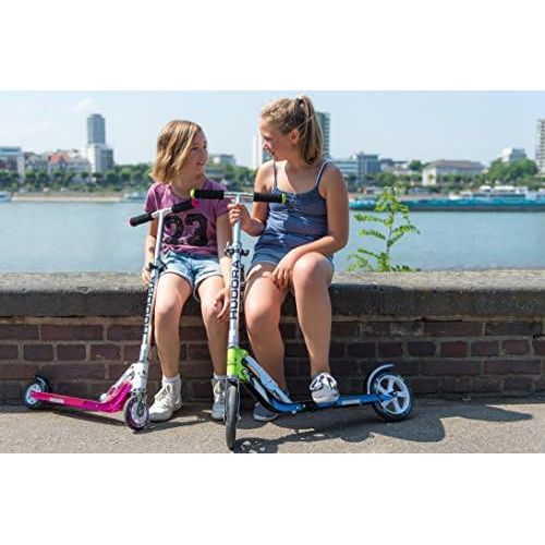  HUDORA 14750 BigWheel 205-Das Original mit RX Pro Technologie-Tret-Roller klappbar-City-Scooter, gruen/blau