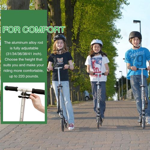  HUDORA 14695 Kick Scooters for Adults & Children Aged 10+, 2 Big PU Wheels 205 mm, Easily Fold & Carry